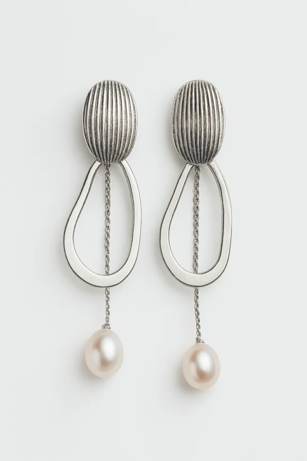 Long earrings Sterling silver 925 with pearl