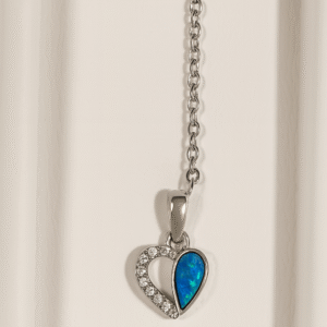 Silver 925 Pendant Heart with Opal and Zirconia