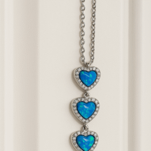 Pendant silver 925 with 3 hearts. Opal & Zirconia