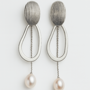 Long earrings Sterling silver 925 with pearl