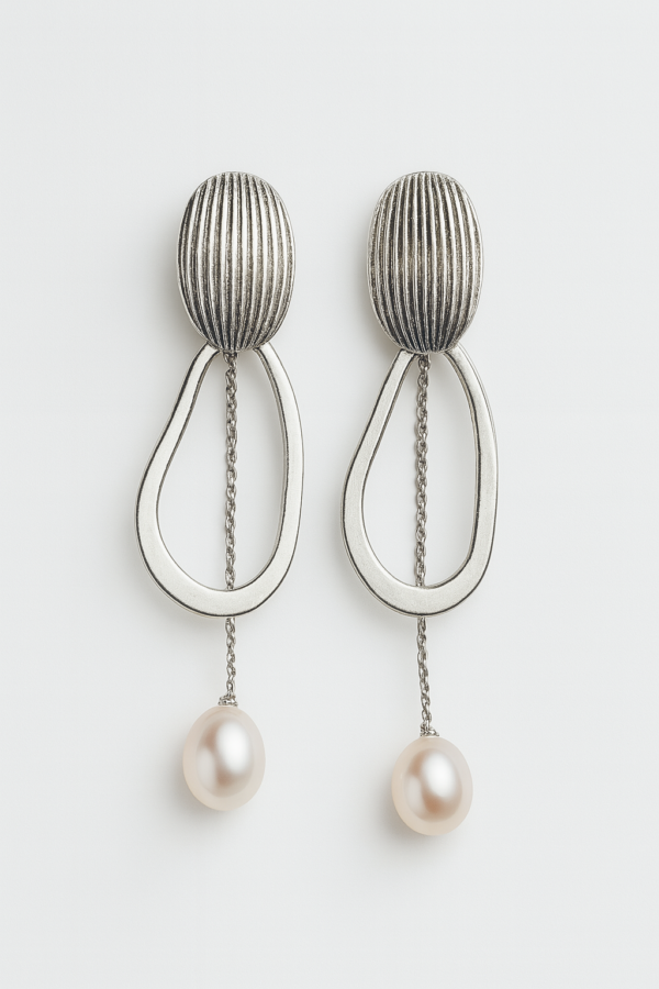Long earrings Sterling silver 925 with pearl