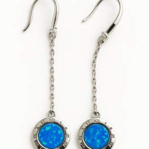 Long Silver 925 Earrings with opal